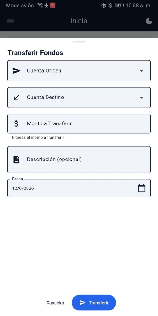 Transferir fondos entre cuentas